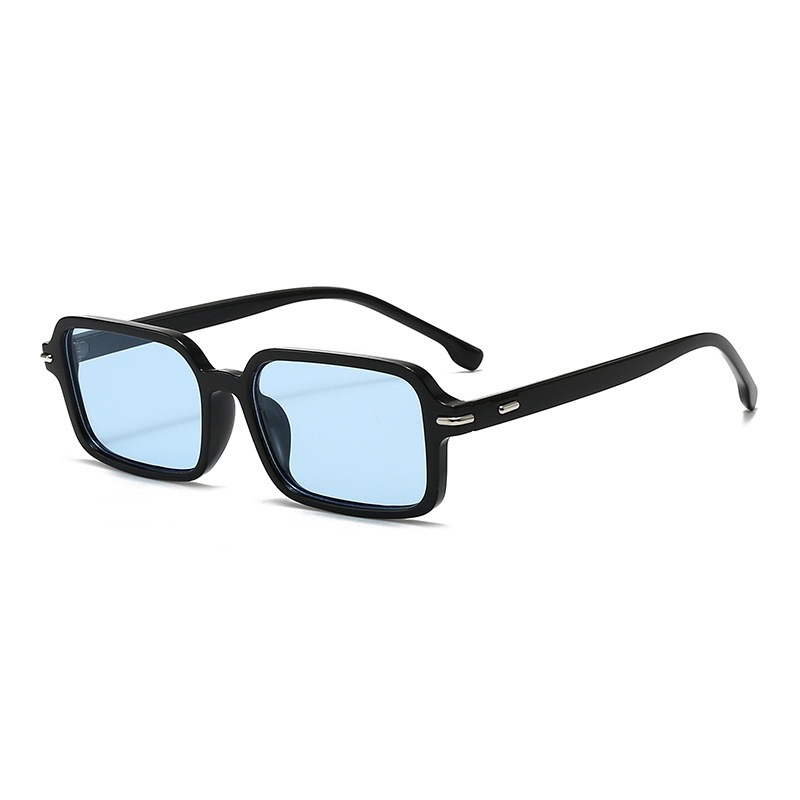 Slim Glossy Black Square Sunglasses For Men - Lightweight Acetate Frames With 100% UV Protection_voghion.com