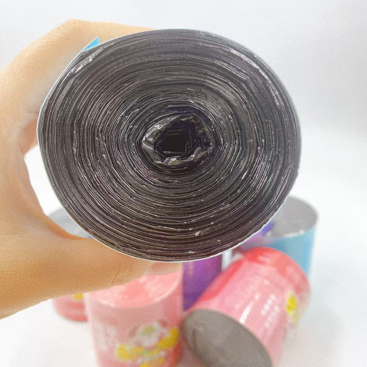 Bolsa de basura de boca plana doméstica de espesamiento punto de rotura de color negro gran rollo de bolsas de plástico desechables comerciales de restaurantes