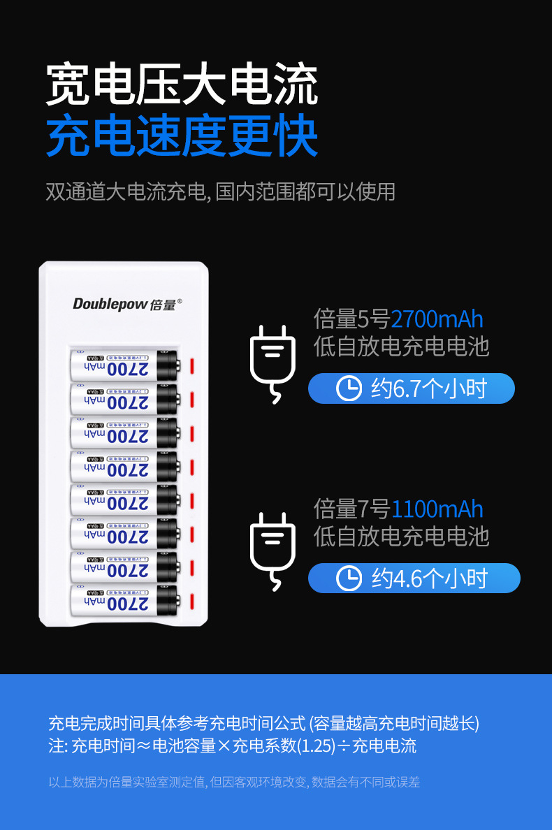 Aa Rechargeable Nickel-Metal Hydride Batteries, 8-Pack, 1.2V 2700Mah, Suitable for Toys and Thermometers