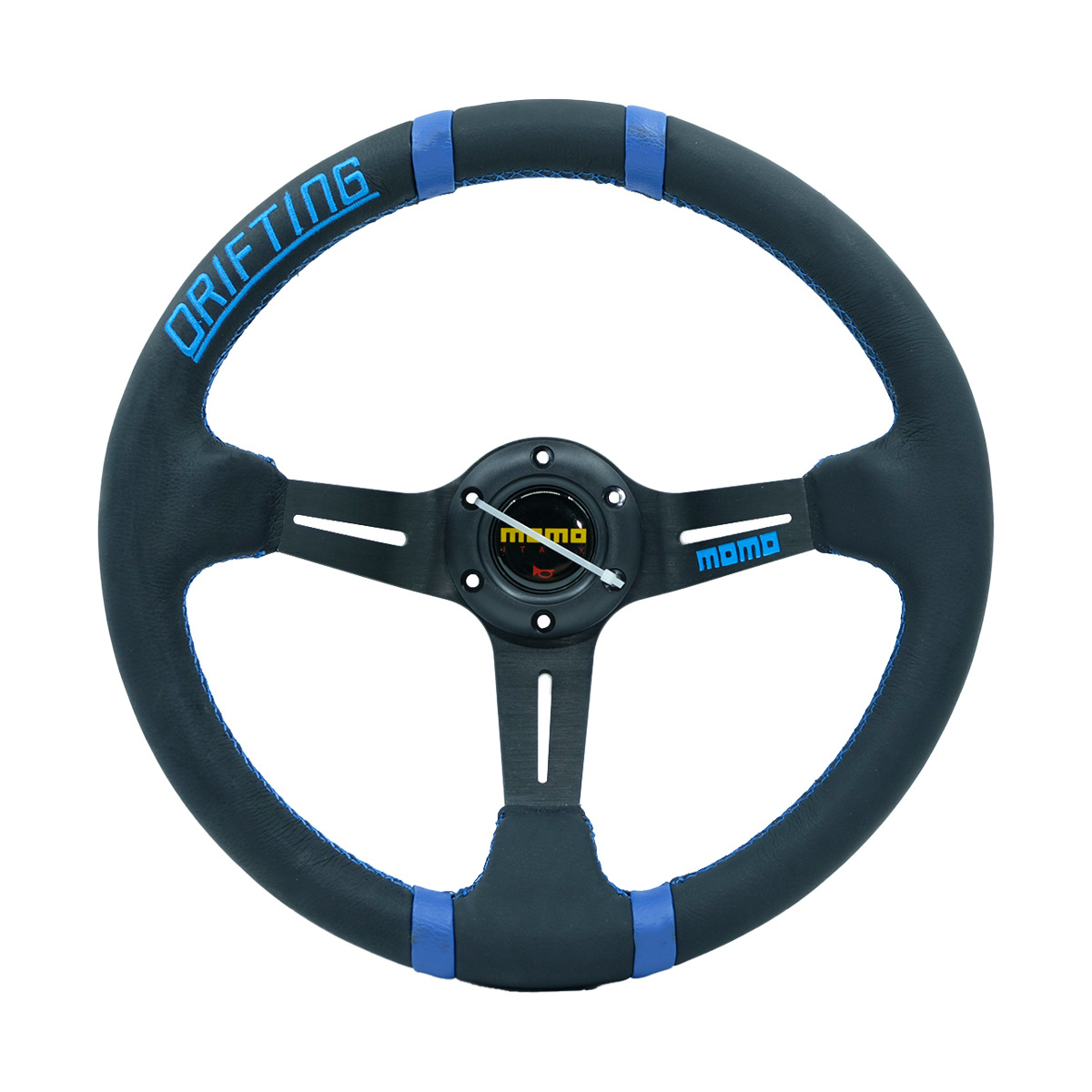 Universal 14 inch MOMO Universal Quick Release Modified Steering Wheel (Steering wheel) - blue-ring