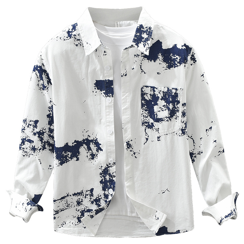 Camicia uomo maniche lunghe stampata casual artistica_voghion.com