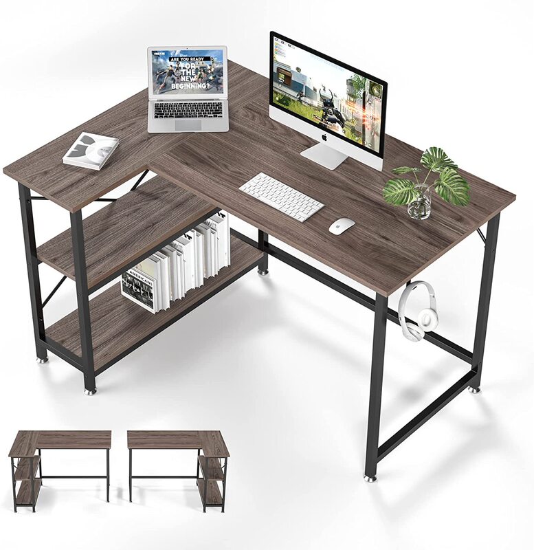L-Shaped Computer Desk Small Widened Office Home Gaming Desk 47inch Desk with Storage Shelves Single Person Table