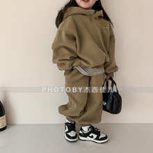 2025秋冬童装两件套宝宝儿童套装男童服装抓绒卫衣一件代发潮范