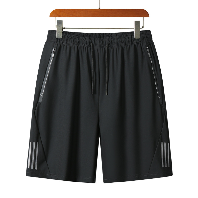 High-Elastic Ice Silk Sports Shorts for Men, Casual Loose Fit, Large Size, Summer Outdoor Quick-Dry Five-Point Shorts, Beach Pants, Thin Style