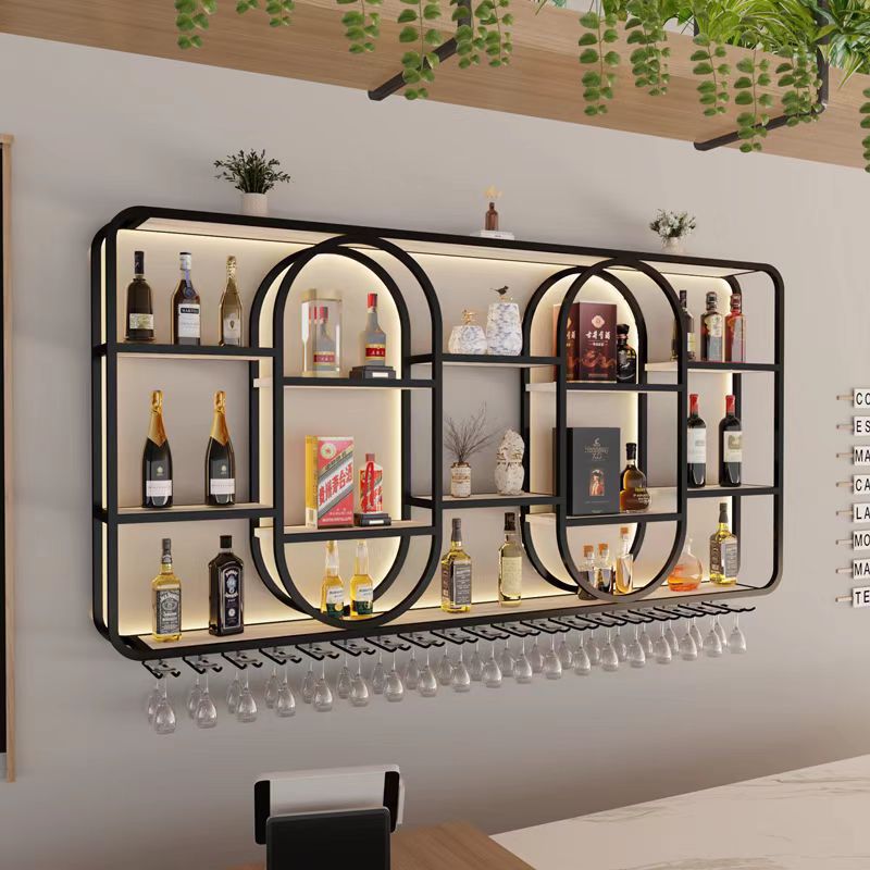 Bar Wall Luminous Wine Cabinet Simple Wall-Mounted Wine Rack Guest Restaurant Wall Display Cabinet Home Storage Rack Storage Rack