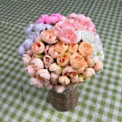 27 ティーローズハンドブックシミュレーションフラワー小さなバラ造花写真撮影の小道具ブライダルブーケ家の装飾