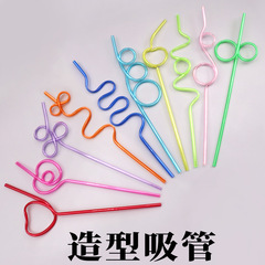 Manufacturer wholesale creative crystal straws disposable hard plastic PVC shaped straws love creative straws 10 pieces