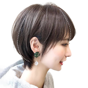 Wig Women's Short Hair Fashionable New Summer Thin Internet Popular Medium and Short Hair Age-reducing Bobo Head Natural Hair Wig Set