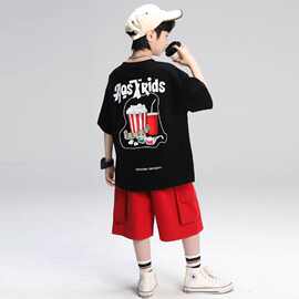 童装短袖t恤男童2025夏季新款中大童宽松休闲印花T恤帅气短袖上衣