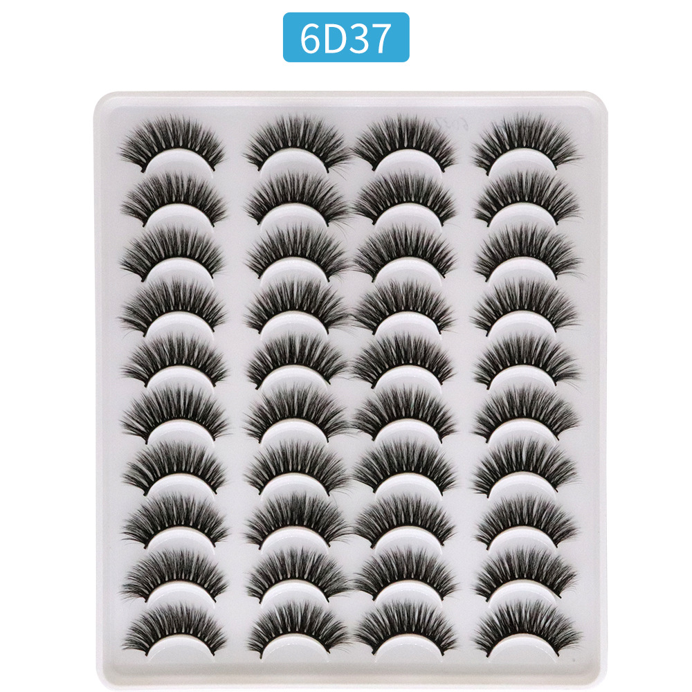 Una variedad de comercio exterior transfronterizo 20 pares de fibra cruzada gruesa natural de tallo duro pestañas postizas estilo mixto separado en stock