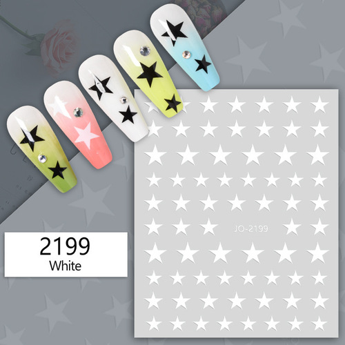 Cross-border supply manicure stickers nail stickers five-pointed star 12 repackable set hollow inkjet stickers star stickers
