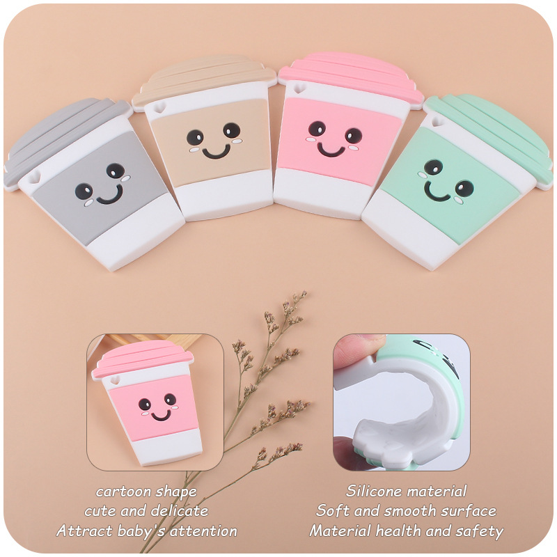 Suministros para bebés de dibujos animados taza de silicona teether creativo bebé silicona mordedura pegamento molar juguete teether nuevo