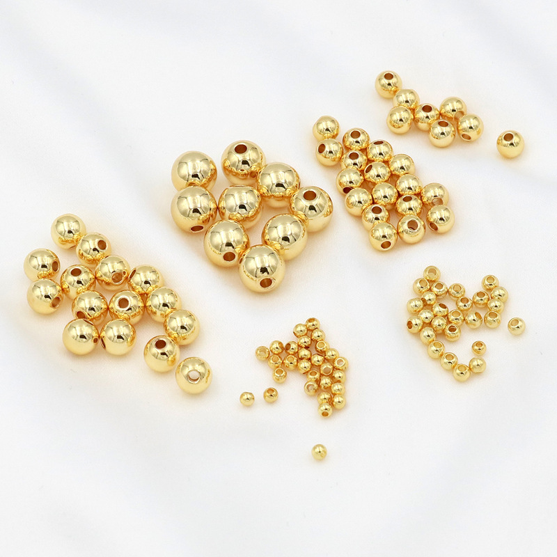 Color-Preserving Round Beads 14K18K Gold Beads Gold-Covered Spacer Beads Real Gold-Plated Glossy Straight Hole Small Gold Beads DIY Beading Accessories D41 Color-Preserving Round Beads 14K18K Gold Beads Gold-Covered Spacer Beads Real Gold-Plated Glossy Straight Hole Small Gold Beads DIY Beading Accessories D41