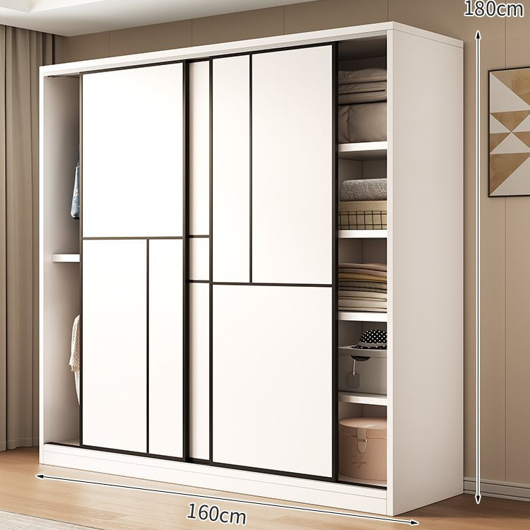 3도어 [아트웜화이트] 길이 160cm의 옷장이 업그레이드되고 두꺼워졌습니다.