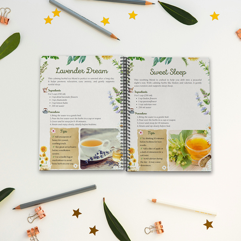 新款现货Herbal Tea Recipes 草药茶食谱线圈计划本|undefined