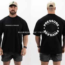 跨境 欧美 亚马逊 健身房 运动铁块  印花图片 情侣棉T恤