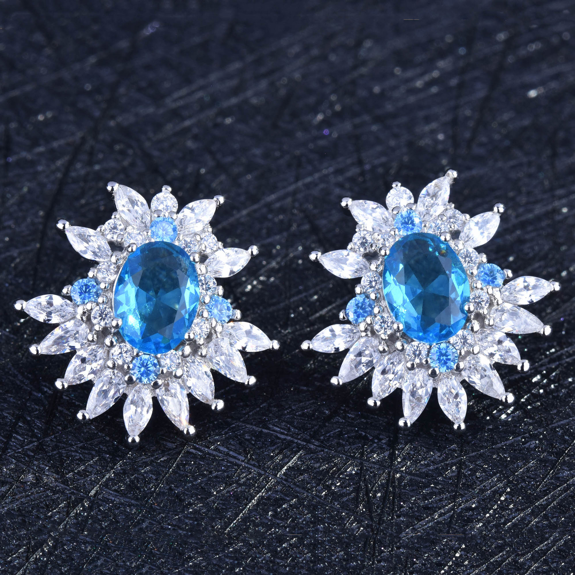 Design Imitation Natural Topaz Earrings European And American Luxury Diamond Color Earrings display picture 1