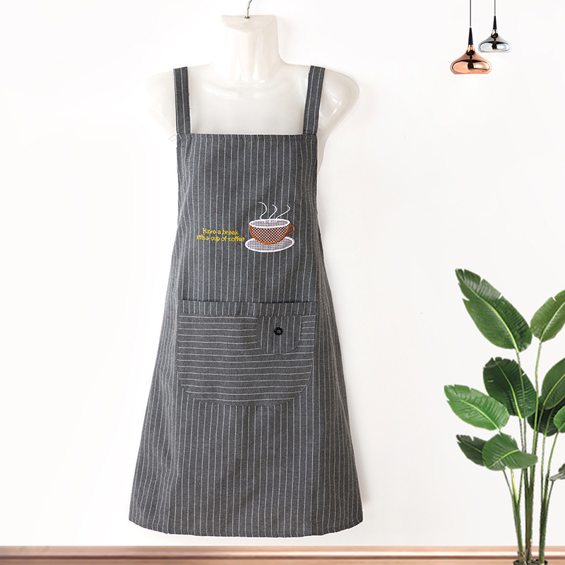 Circunferencia de algodón de poliéster Cocina coreana sin mangas Correa de moda a prueba de aceite Bata de algodón de poliéster Hombres y mujeres adultos Delantal transpirable