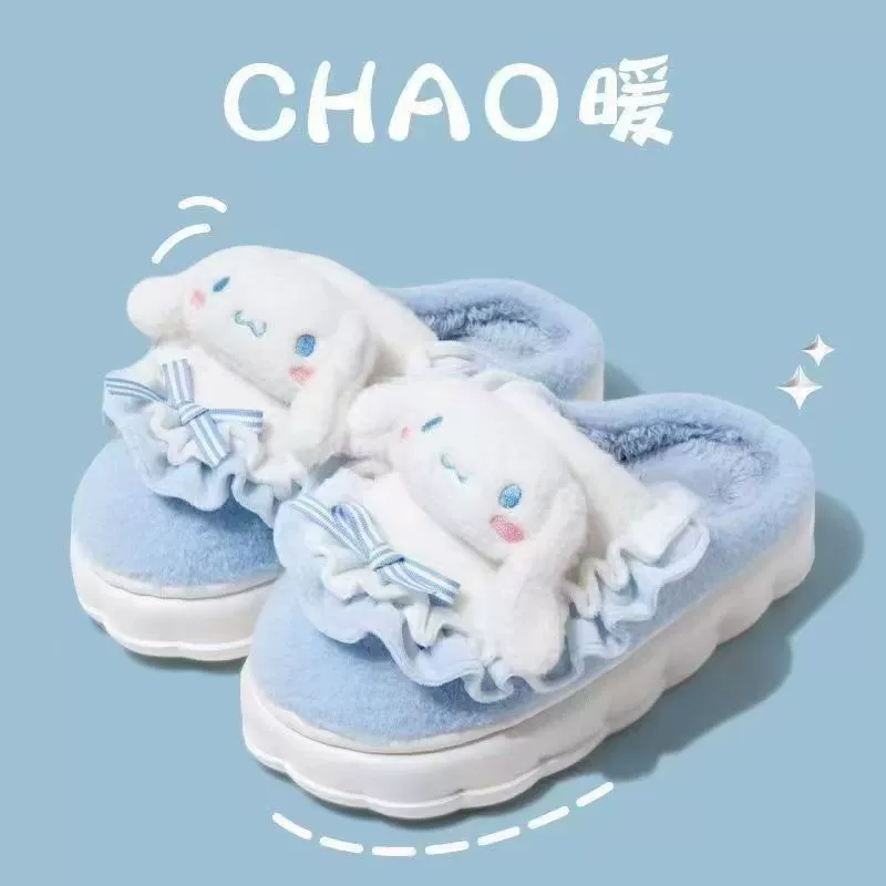 Hello kitty, тапочки, зимняя милая защита от холода нескользящая обувь на платформе, домашняя плюшевая