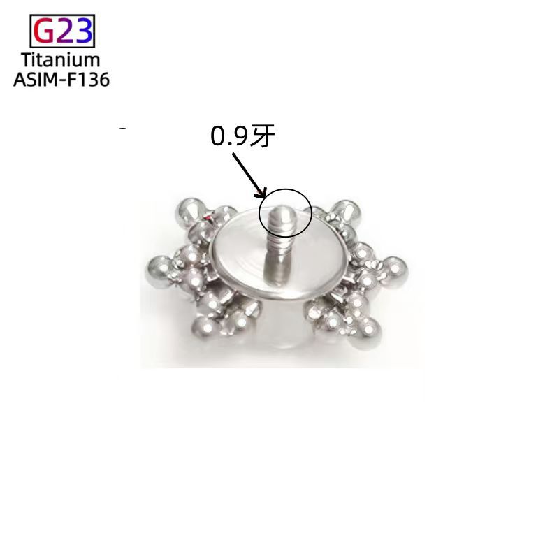 Silver pointed spike labret stud material detail