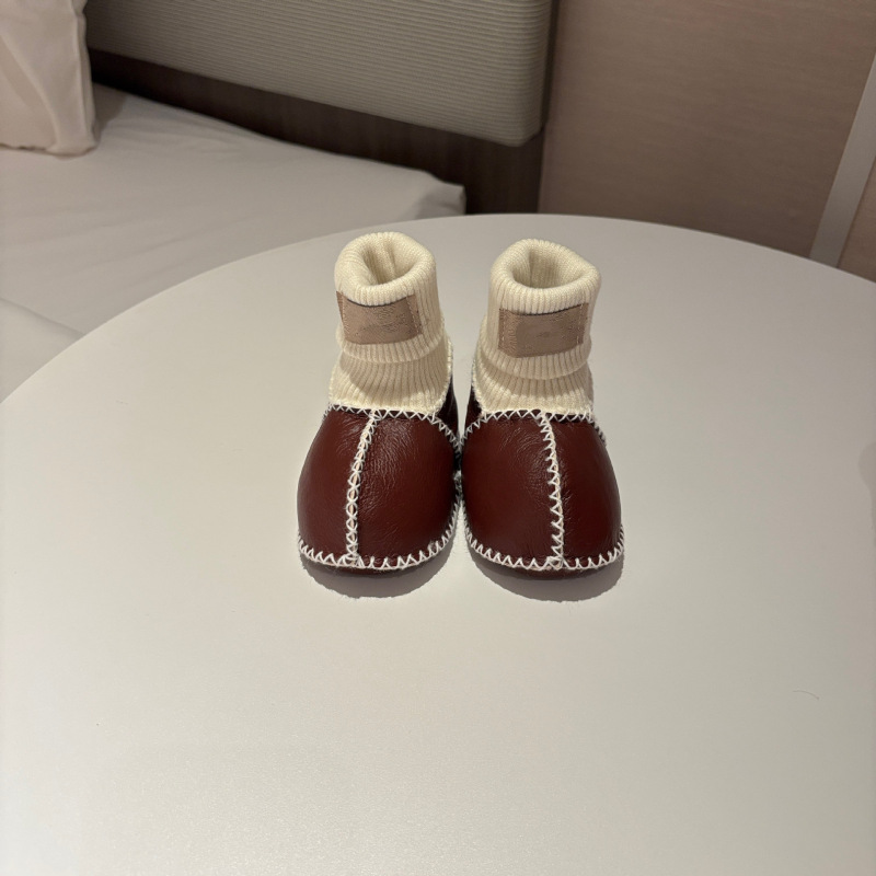桑坡纯色羊皮毛一体宝宝棉鞋婴幼儿鞋室内步前鞋袜软底男宝女宝|undefined