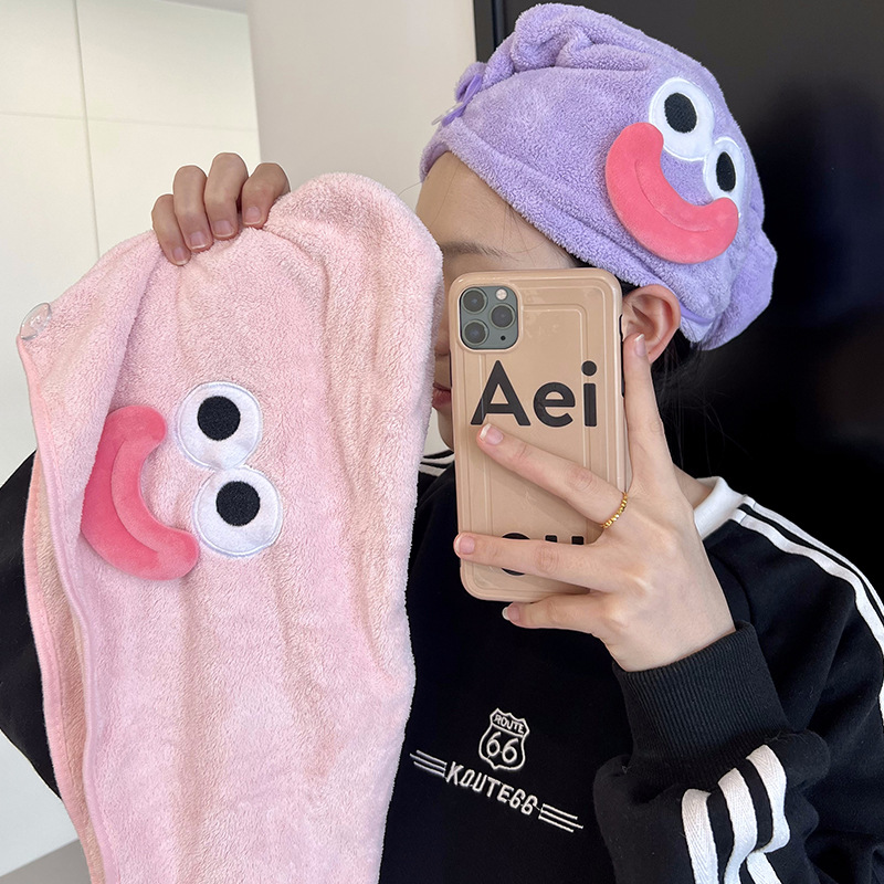 Nuevos dibujos animados toallas de coral toallas de pelo seco sombrero de tres piezas sueltas toallas de regalo absorbentes