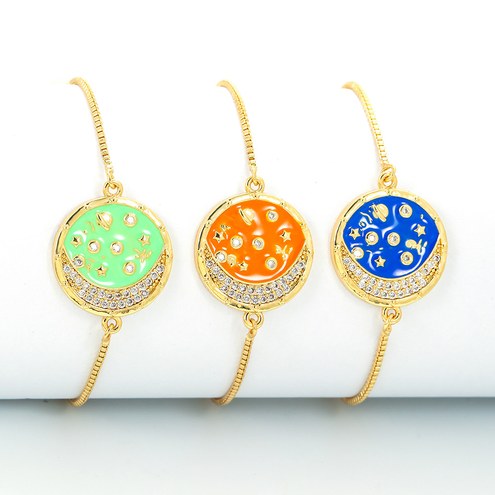 10g Weight Necklace Classification Retro Simple Bracelet Color Drop Oil Star Moon Round Adjustable Bracelet