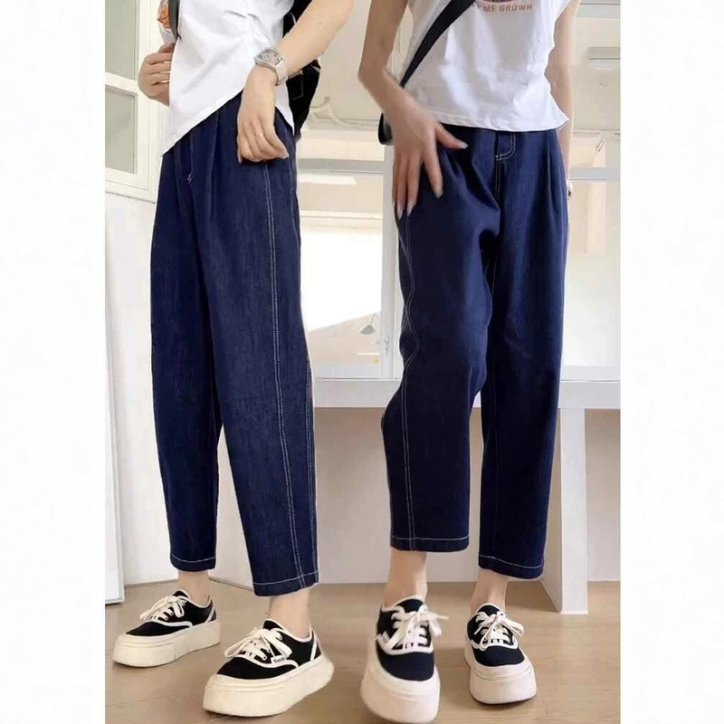 Tencel Harem Jeans for Women, Spring/Summer Thin Style, Plus Size, Loose Fit, Slimming, Ice Silk, Carrot-Shaped Dad Jeans