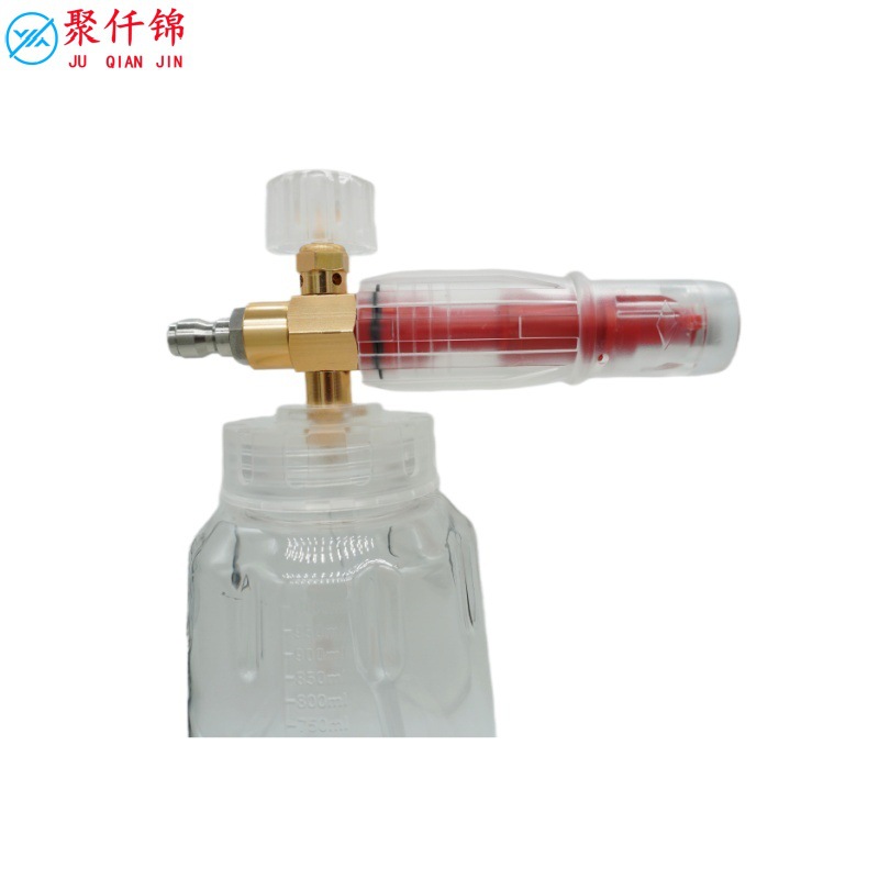 High-Pressure Pa Transparent Red Foam Spray Bottle 1/4 Quick-Connect Connector Car Wash Machine Cleaning Machine Water Gun Pa Bottle Set