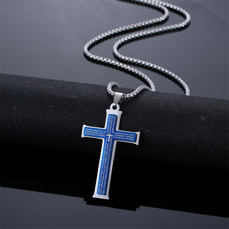 Fashion Cross Stainless Steel Titanium Steel Plating Pendant Necklace 1 Piece
