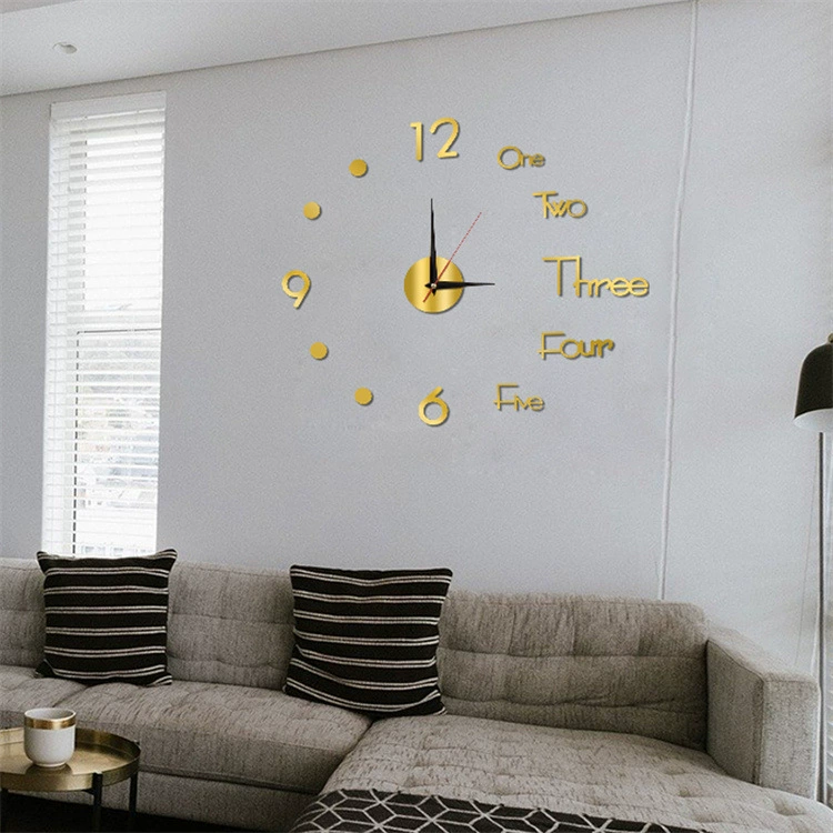3D настенные часы Amazon Creative Acrylic Hanging Clock DIY Clock Silent Wall Paste Clock Manufacturer Supply