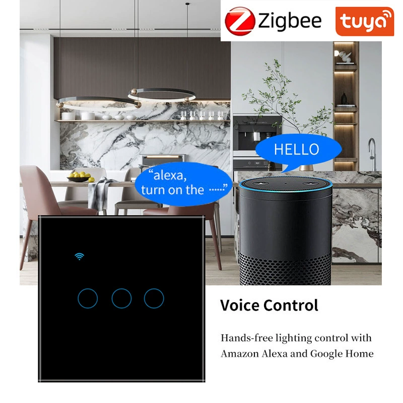 Кросс-бордер ZigBee умный выключатель по европейскому стандарту темное установка закаленное стекло голосовое приложение переключатель панель нулевая пожар версия