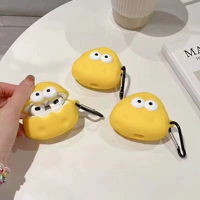 Силиконовый защитный чехол (для Apple) AirPods — милые мультяшные дизайны с карабином, подходит для 1/2/Pro/3/4