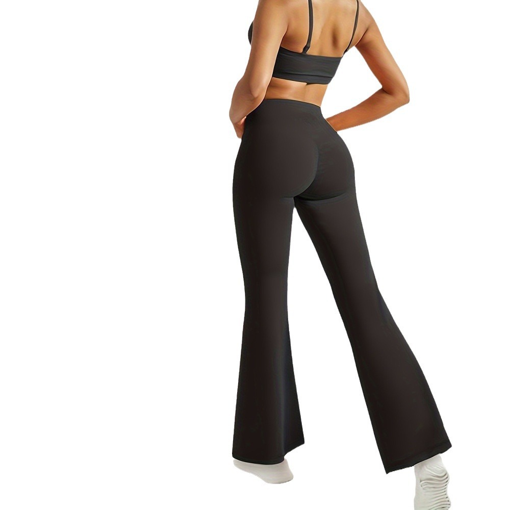 Pantalones acampanados para mujer, abdomen, caderas, cintura, pantalones de yoga, cintura alta elástica, pantalones de fitness desnudos, pantalones deportivos exteriores