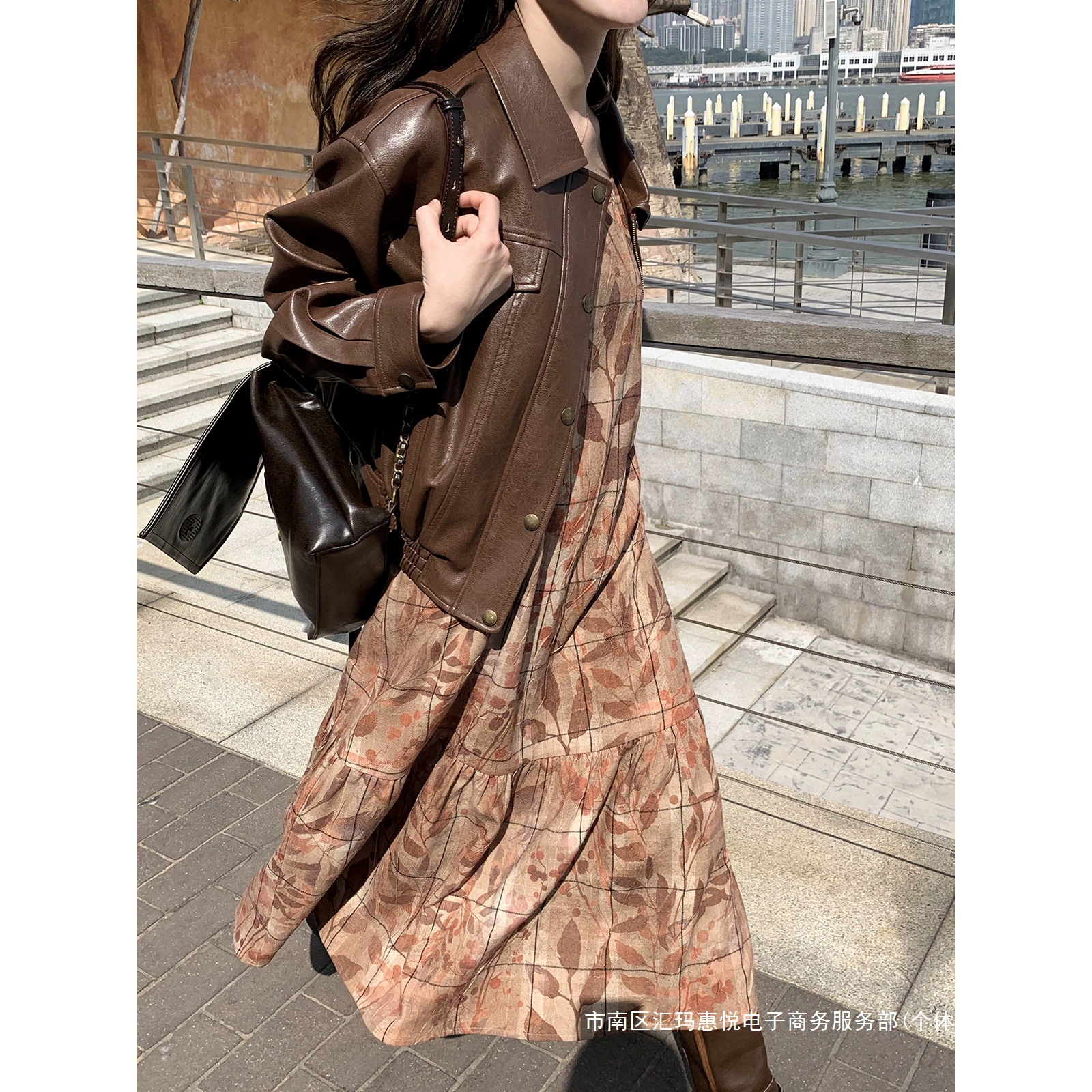 Retro brown spring jacket, 2025 years, oversize, loose fit