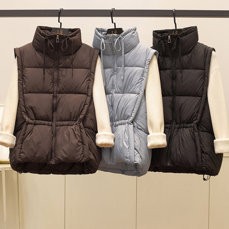 2025 nuevo chaleco de algodón ligero de lujo simple de moda corto de cuello grueso chaqueta de hombro suelta