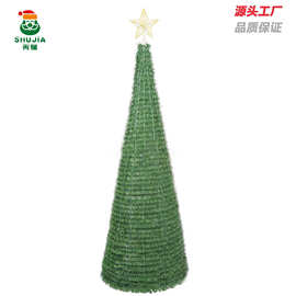 RGB彩灯圣诞树装饰圣诞伸缩树可折叠树酒店螺旋树聖誕伸缩设计