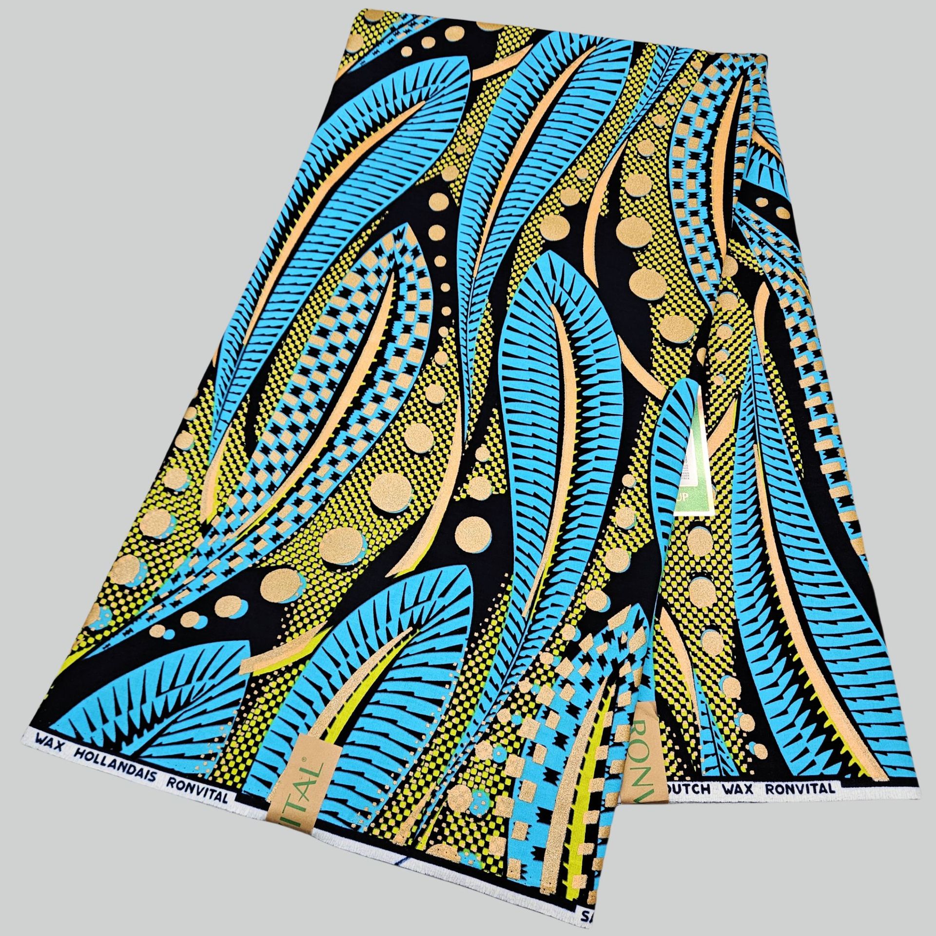 新款金粉非洲全棉高端蜡布Cotton African Wax Fabric6码零售批发