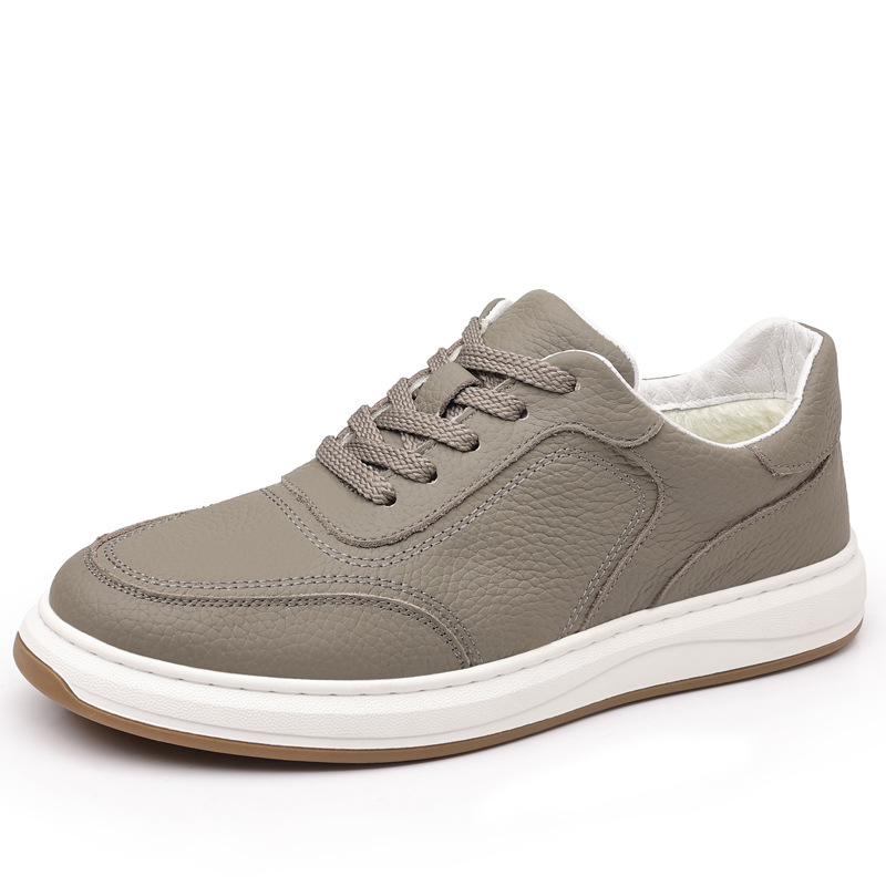 Piel de vaca de primera capa zapatos de algodón para hombres de invierno cuero genuino más terciopelo zapatos de cuero cálidos para hombres suela suave zapatos de hombre de superficie suave dos zapatos de algodón