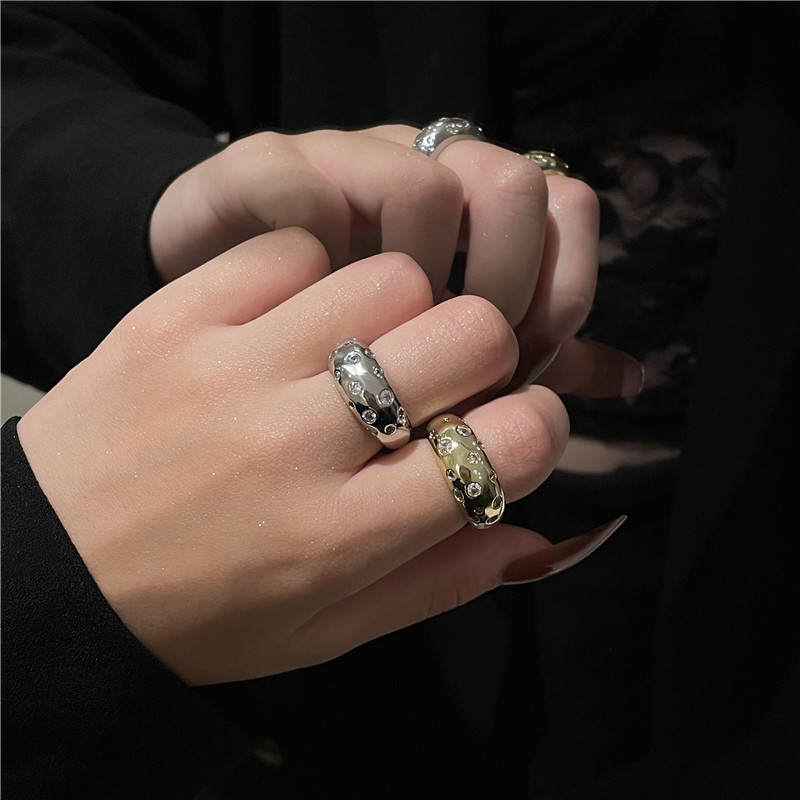 Zircon Embellished With European And American Style High-end Sense Open Index Finger Simple Ring display picture 4