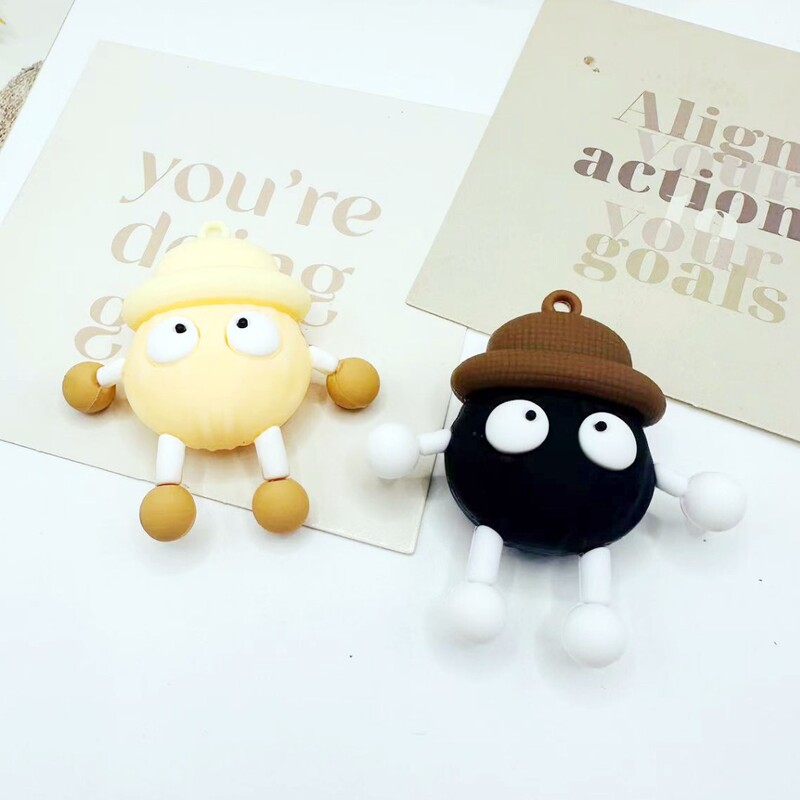 Cave Shoes Cartoon PVC Small Coal Ball Keychain Pendant Bag Pendant Car Keychain Activities Small Gift Hanging