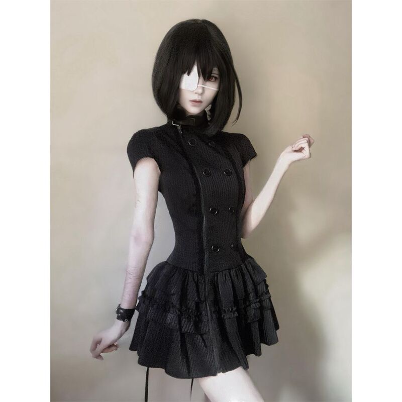 Now H Dark Night Symphony Dark Gothic Light Asian Style Hot Girl Outfit Design Double-Breasted Striped Dress Now H Dark Night Symphony Dark Gothic Light Asian Style Hot Girl Outfit Design Double-Breasted Striped Dress