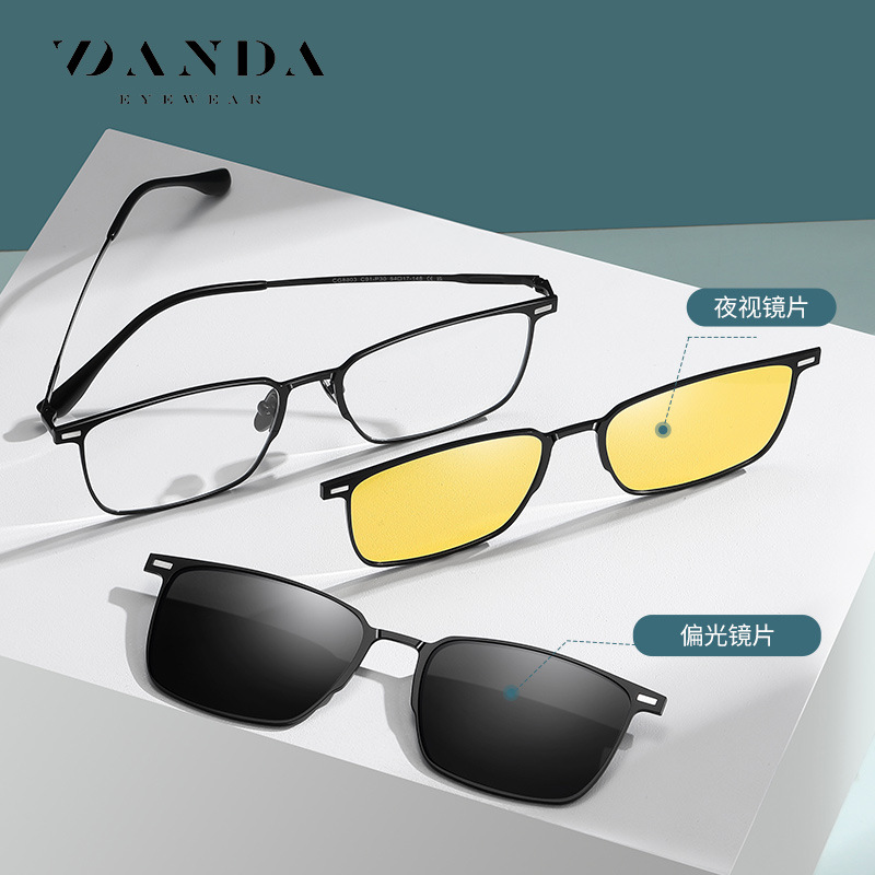 Las nuevas gafas de sol polarizadas magnéticas CG8803 se pueden equipar con gafas planas de miopía, gafas de visión nocturna de metal para conducir de noche