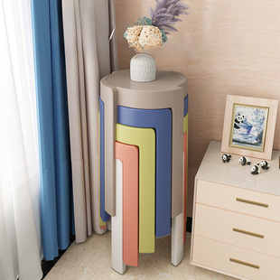 Plastic Stool Thickened Household Stackable Simple Living Room Dining Table Round Stool Portable Windmill Stool Creative High Bench