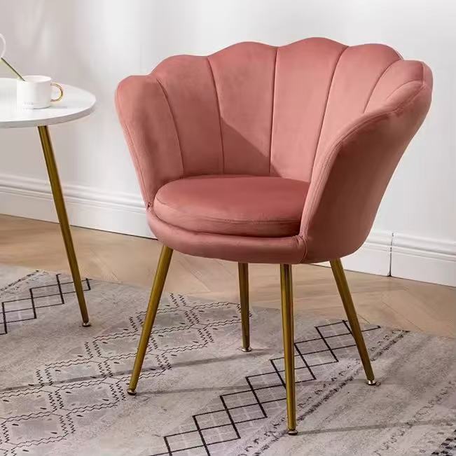 Silla de Acento de Terciopelo Rosa de Bajo Costo, para Sala de Estar o Tocador