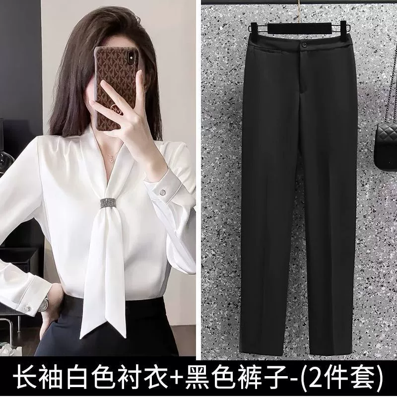 Shirt for work, set, hip-accented