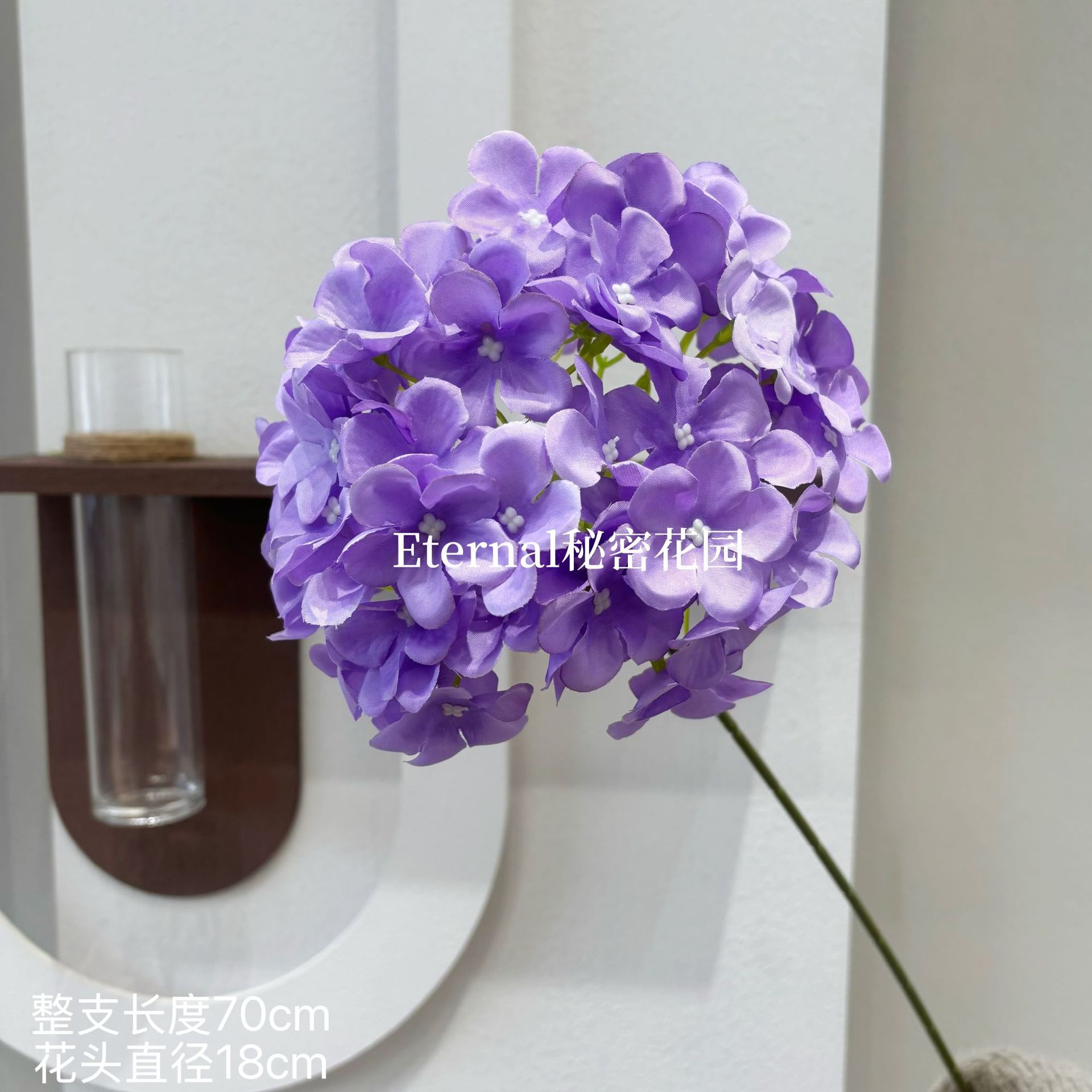 Flores de simulación de hortenida de una sola ramita grande de hortenida pipita de flores de pared de flores de filas de flores que guían el salón de bodas de flores al por mayor de bodas transfronterizas