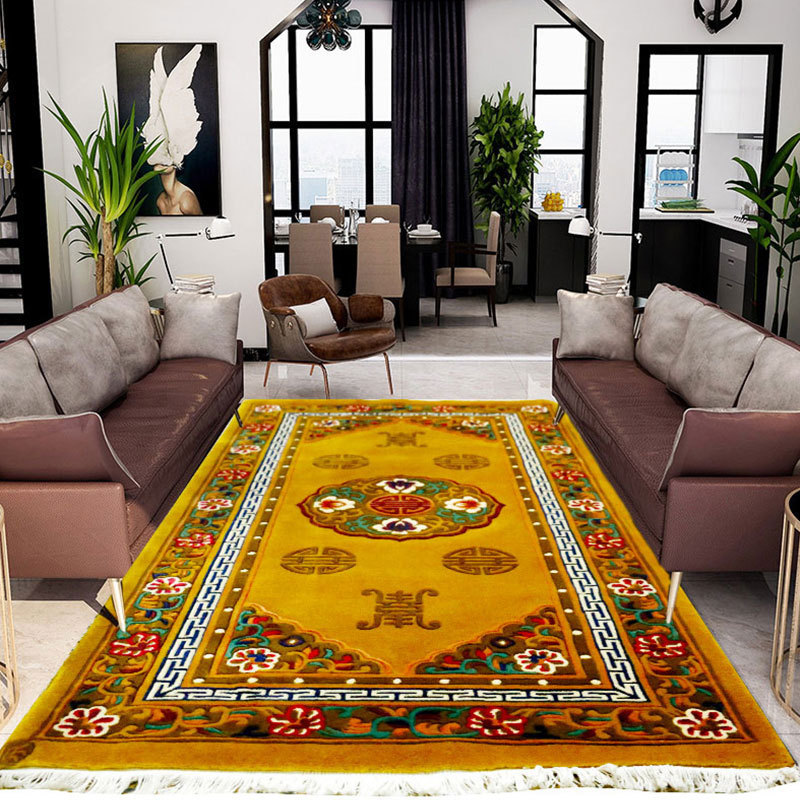 Xizang Carpet Xizang Cashmere Sofa Cushion Cashmere Tapestry Wooden Cushion Bedside Blanket Thickened Wool Blanket Ethnic Style