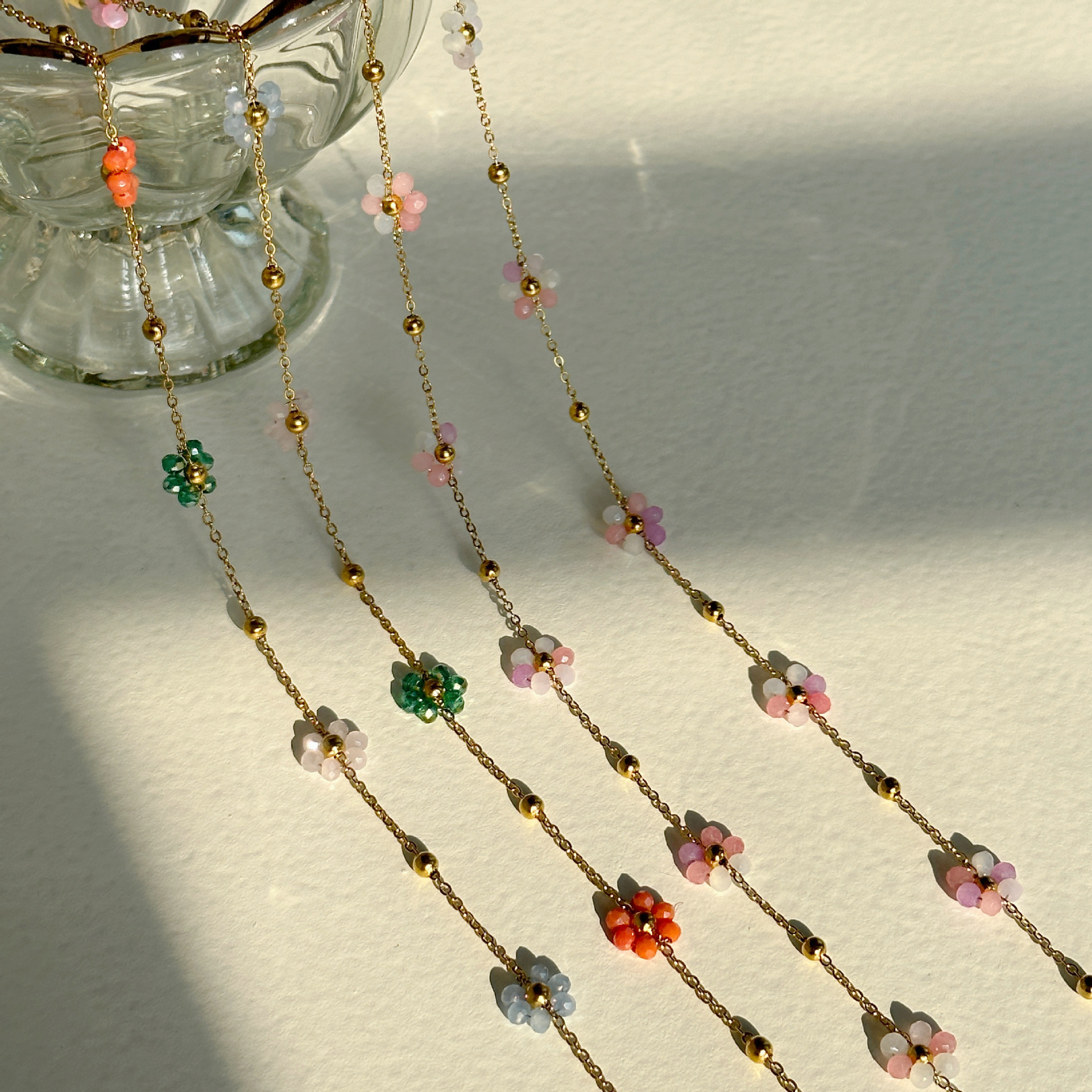 8g Weight Simple Style Water Droplets Flower Titanium Steel Patchwork Jewelry Set