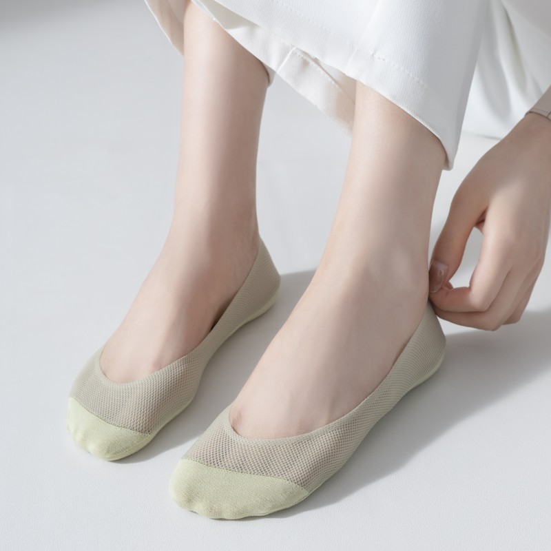 Summer boat socks women's silicone non-slip invisible socks women's ice silk mesh does not fall off with thin shallow socks wholesale